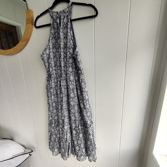 Halter Dress in Light Lavender Floral. Rouched Neckline for interest Fully lined - Picture 4 of 8